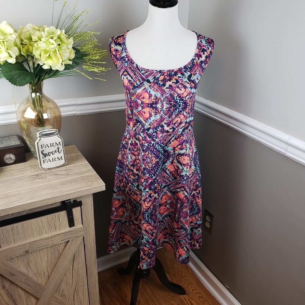 Torrid Tribal print Scuba fit & flare dress size 4